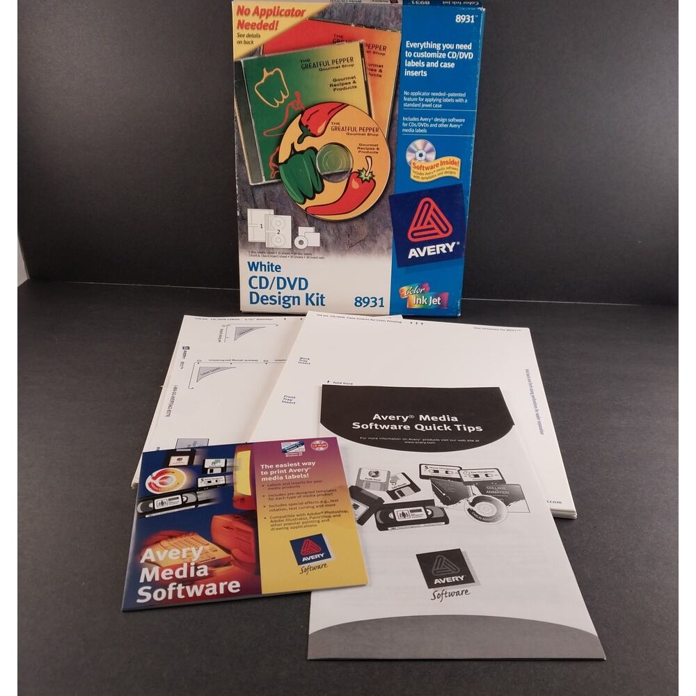 Avery Media Software 8931 CD DVD Design Kit Inkjet Labels Inserts 333 Sheets NOS